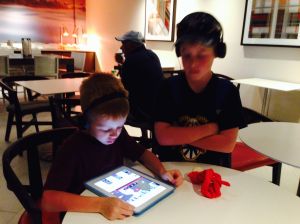 Griff & Bo pose as cool young gamer dudes.