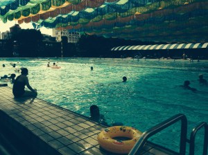 Outdoors there is lots of room to swim.