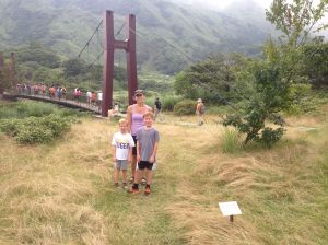 Beautiful family finishes the hike in harmony.
