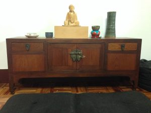 A beautiful piece made of two different types of wood fashioned in the 1800s. (click on image for enlarged view)